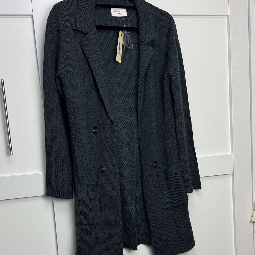 Active USA Women's Black Sweater Coat